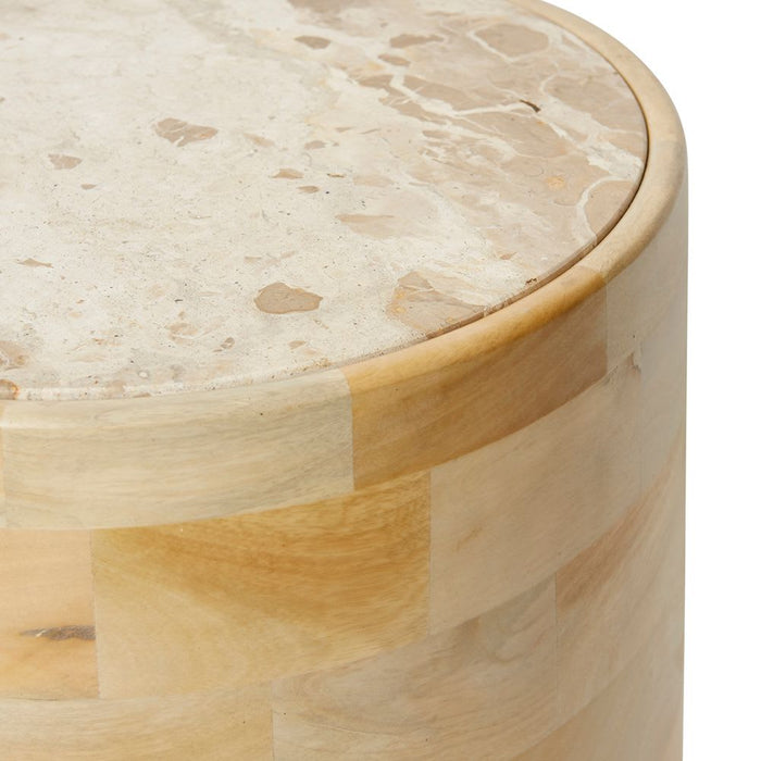 Gazali Side Table - Cream/Natural, 55cm (H)