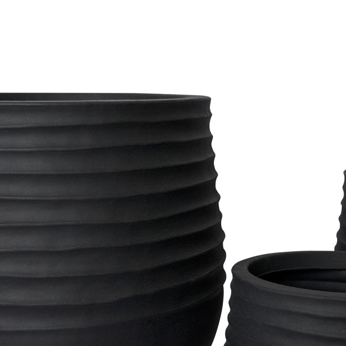 Knox Stonelite Planter Set of 3 (Outdoor) - Black, 28cm (H)