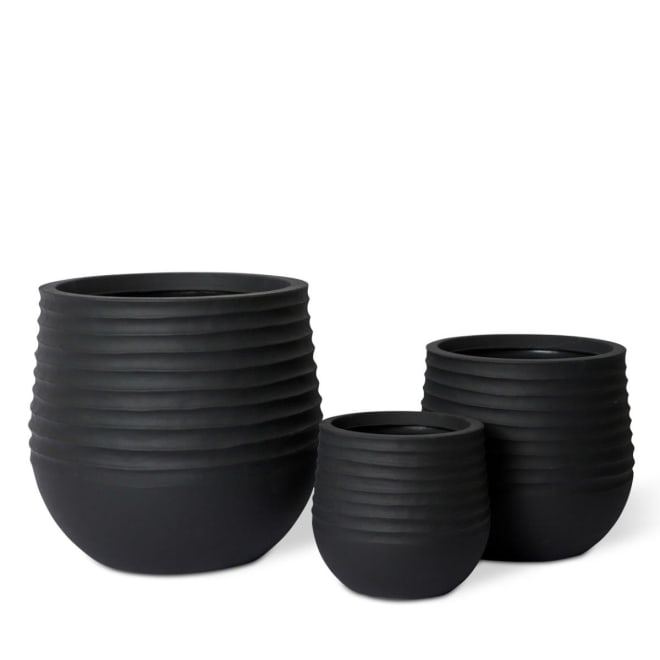 Knox Stonelite Planter Set of 3 (Outdoor) - Black, 28cm (H)