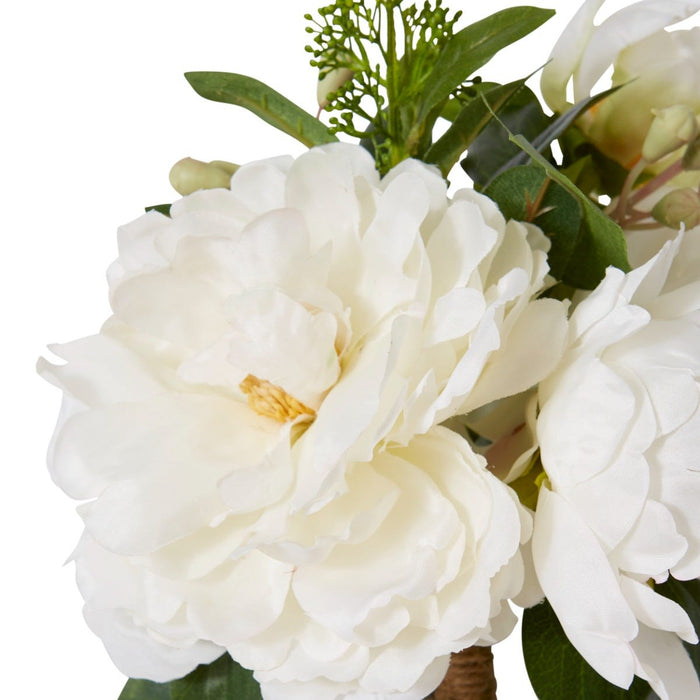 Peony Sophia Bouquet Pack of 6 - White, 33cm (H)