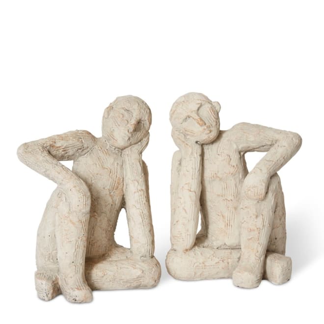 Thinking Man Bookends Set 2 - Cream, 26cm (H)