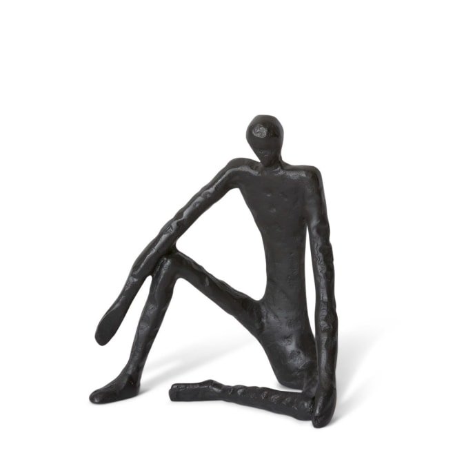 Man Sitting Scuplture - Black, 23cm (H)