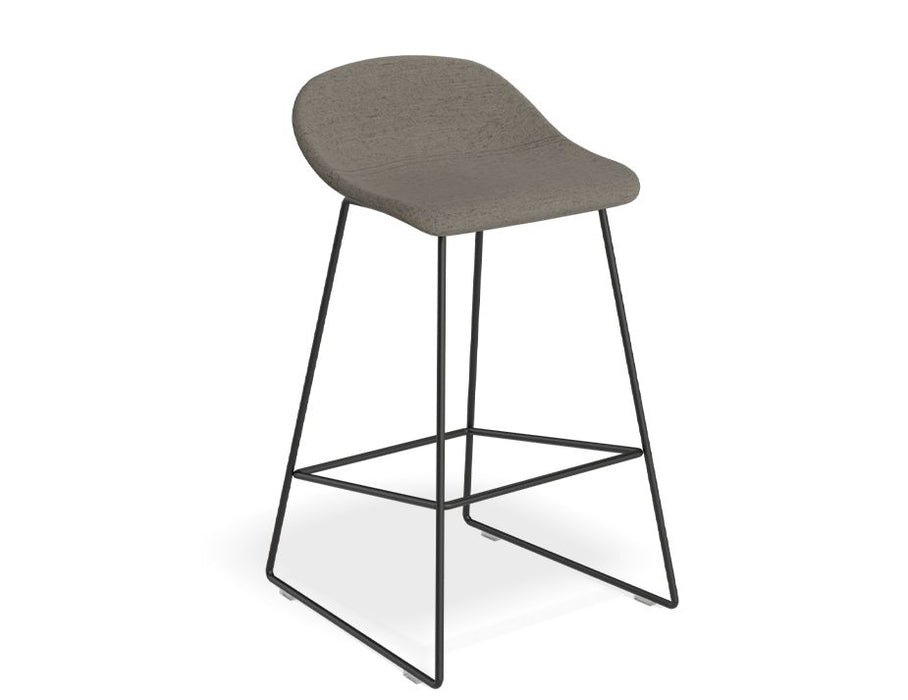 Pop Stool - Black Frame and Fabric Grey Seat - 65cm Kitchen Bench Seat Height