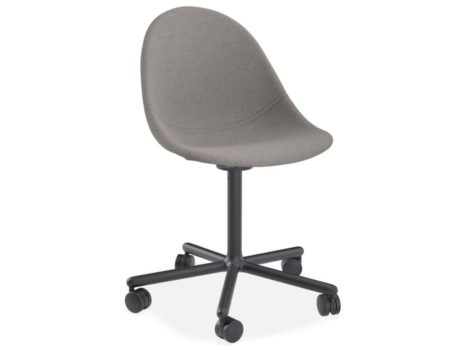 Pebble Fabric Dark Grey Upholstered Chair - Sled Base - Black