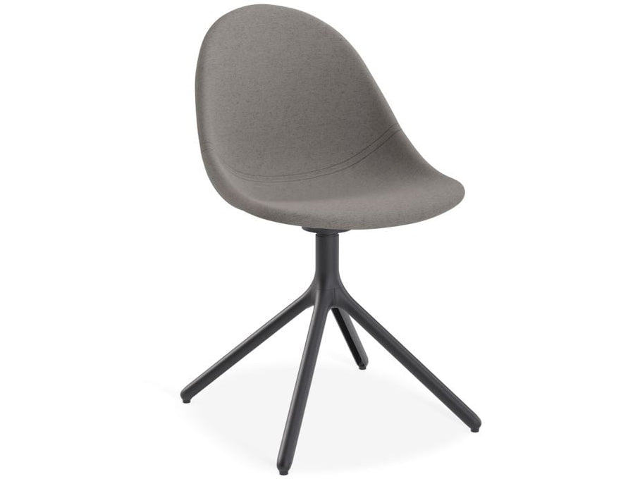 Pebble Fabric Dark Grey Upholstered Chair - Sled Base - Black