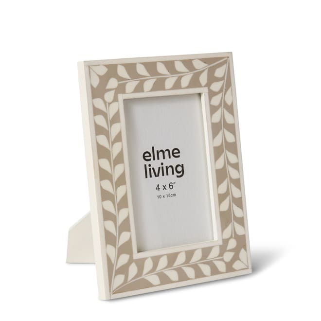 Oshan 4 x 6" Photo Frame - White/Beige, 15cm (H)