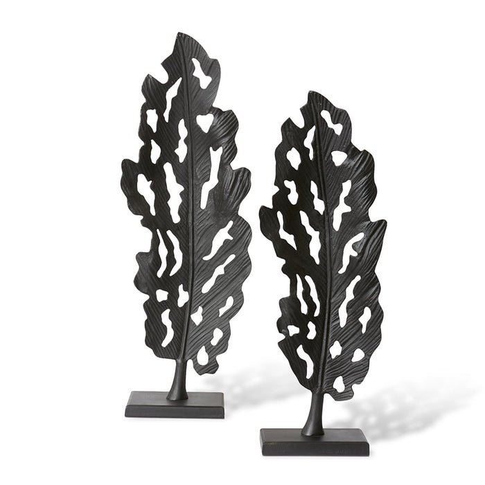 Leafy Sculpture - Black, 109cm (H)