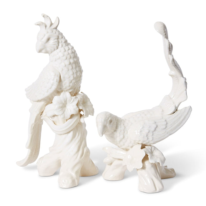 Cockatoo on Log Sculpture - Ivory, 39cm (H)