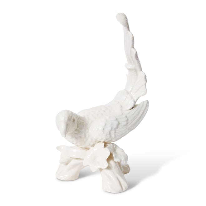 Bird on Log Sculpture - Ivory, 38cm (H)