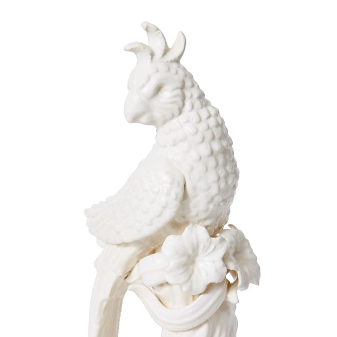 Cockatoo on Log Sculpture - Ivory, 39cm (H)