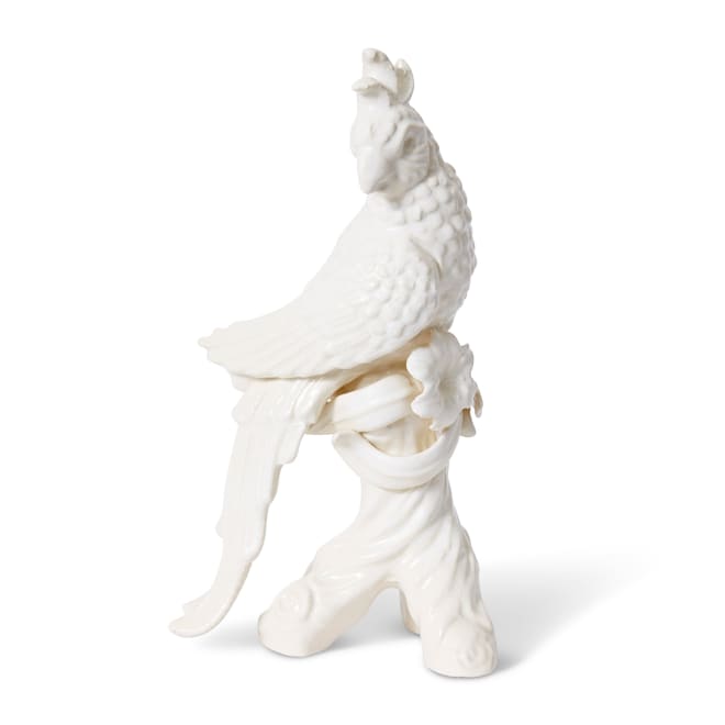 Cockatoo on Log Sculpture - Ivory, 39cm (H)
