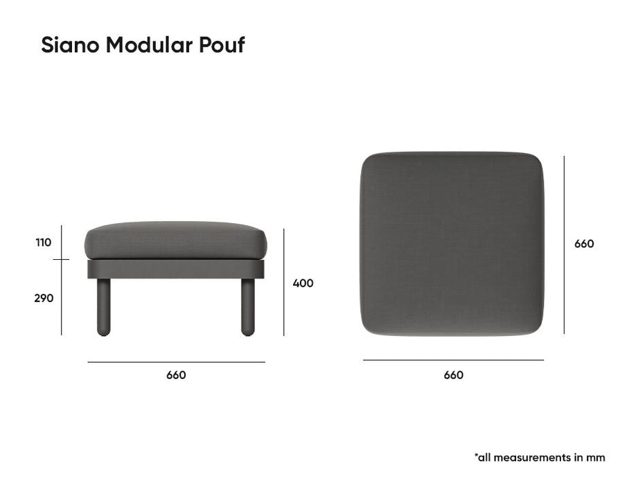 Siano Modular Pouf - Outdoor - White - Light Grey Cushion