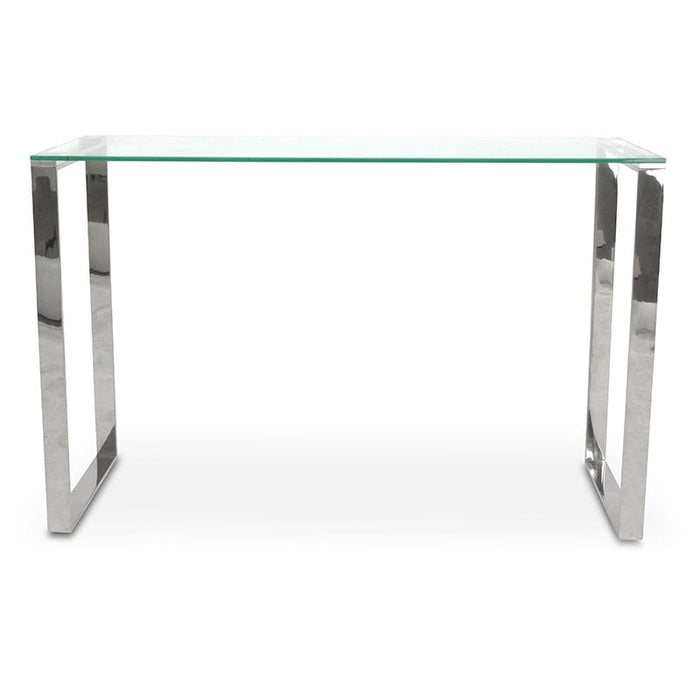 CDT2013-BS Console Table With Tempered Glass - Polished Stainless Steel