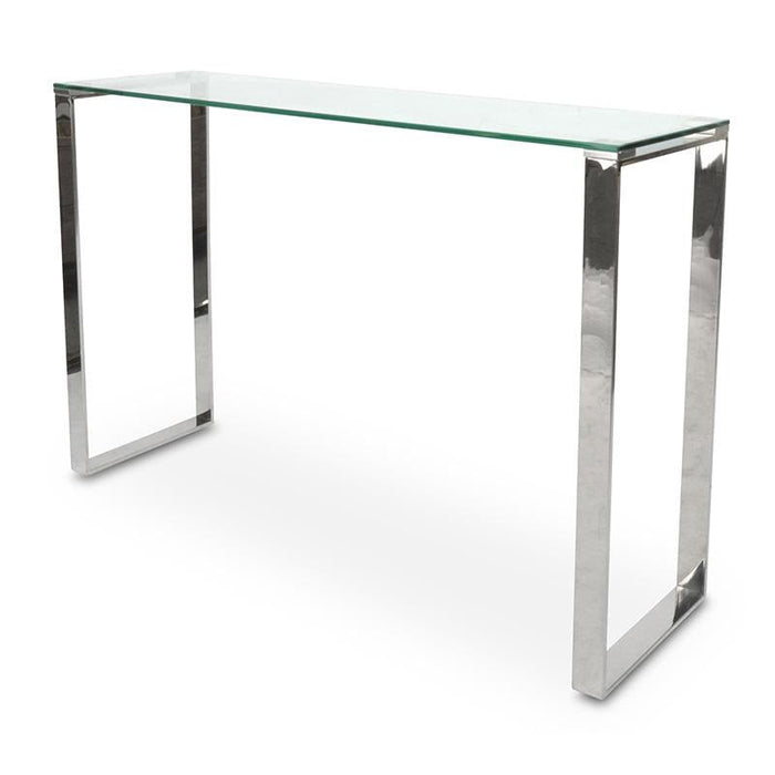 CDT2013-BS Console Table With Tempered Glass - Polished Stainless Steel