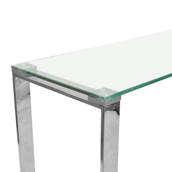 CDT2013-BS Console Table With Tempered Glass - Polished Stainless Steel