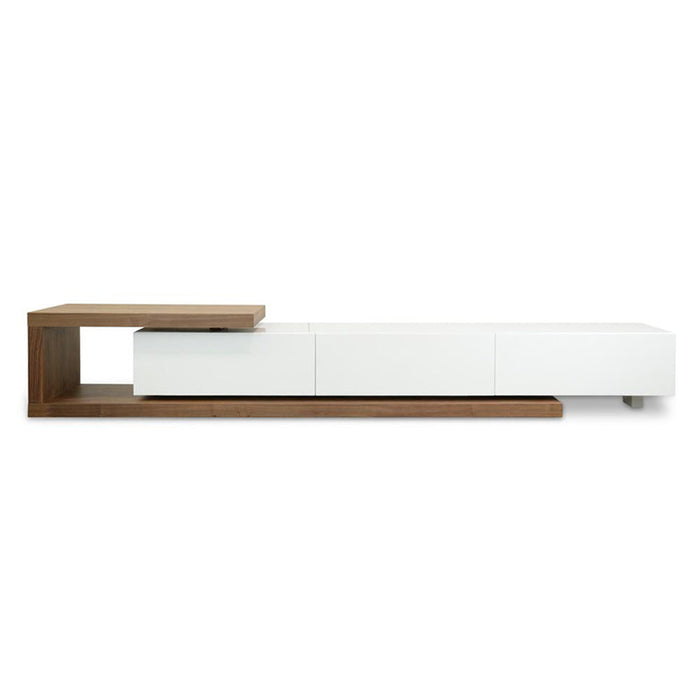 CTV385WAL-BB 2.4m-3.07m TV Entertainment Unit - Walnut - White