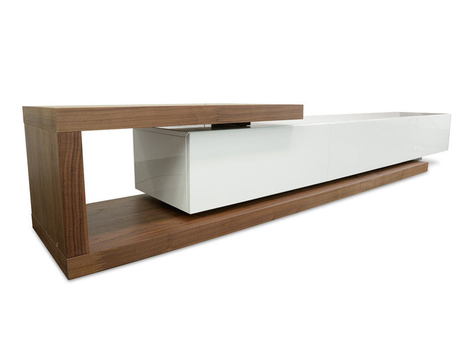 CTV385WAL-BB 2.4m-3.07m TV Entertainment Unit - Walnut - White