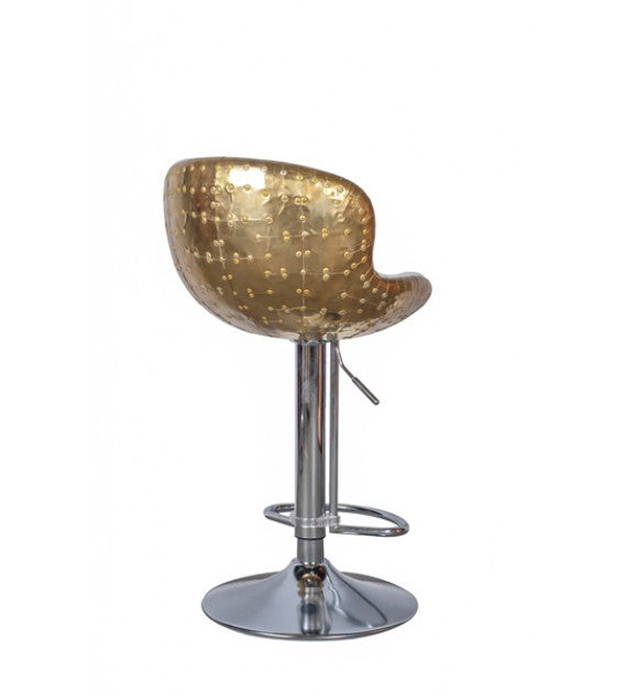 The Baron X2 Polished Brass And White Leather Bar Stool