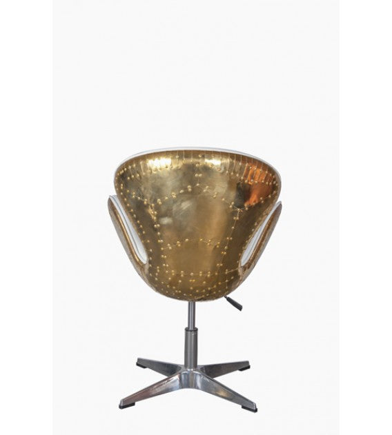 Gauntlet Polished Brass And White Leather Swan Chair