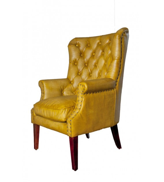 Chesti Mustard Chesterfield Leather Armchair