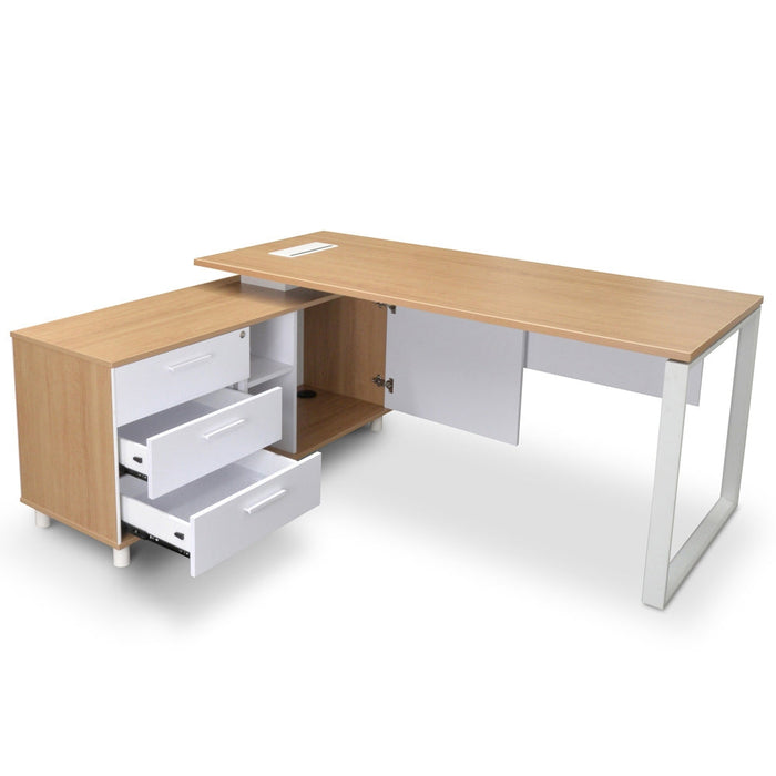 COT2094-SN 180cm Executive Office Desk With Left Return - Natural