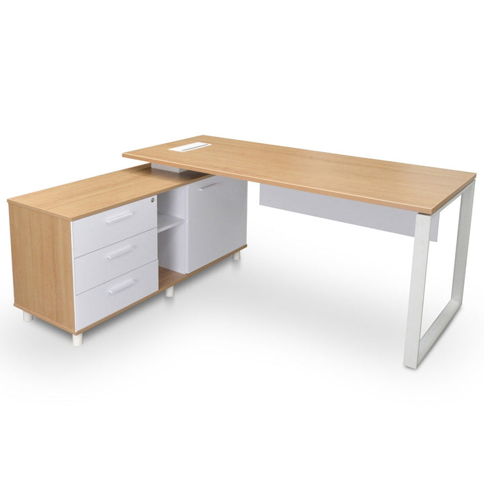 COT2094-SN 180cm Executive Office Desk With Left Return - Natural