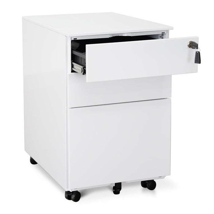 COF2170-SN 3 Drawers Mobile Pedestal - White