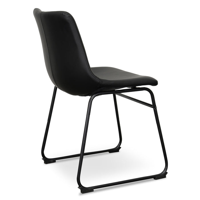 CDC2084-SE Industrial Dining Chair - Black PU (Set of 2)