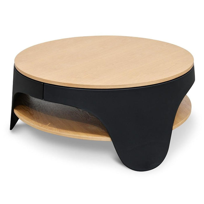 CCF2224-SD 82cm Round Coffee Table - Natural - Black