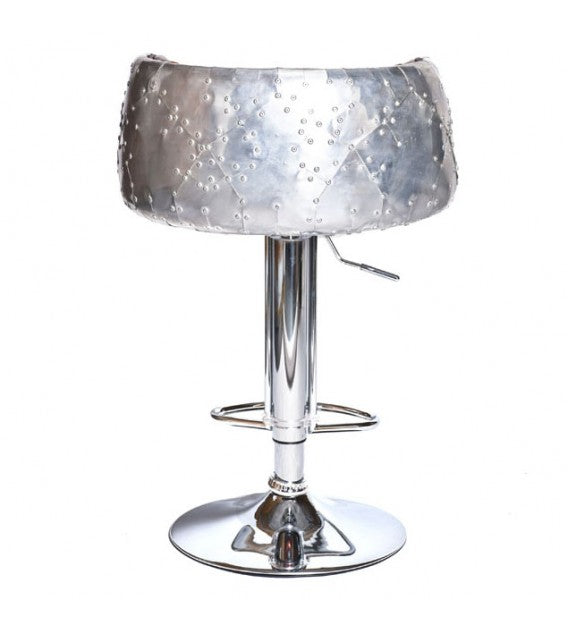 The Baron X1 Aluminium And Brown Leather Bar Stool