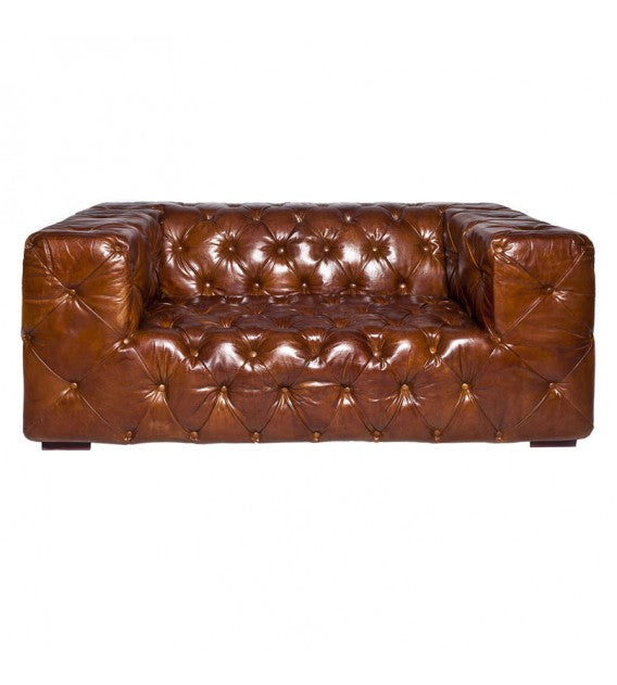 Regal Aviator Aluminium And Brown Chesterfield Lounge - 2 Seat