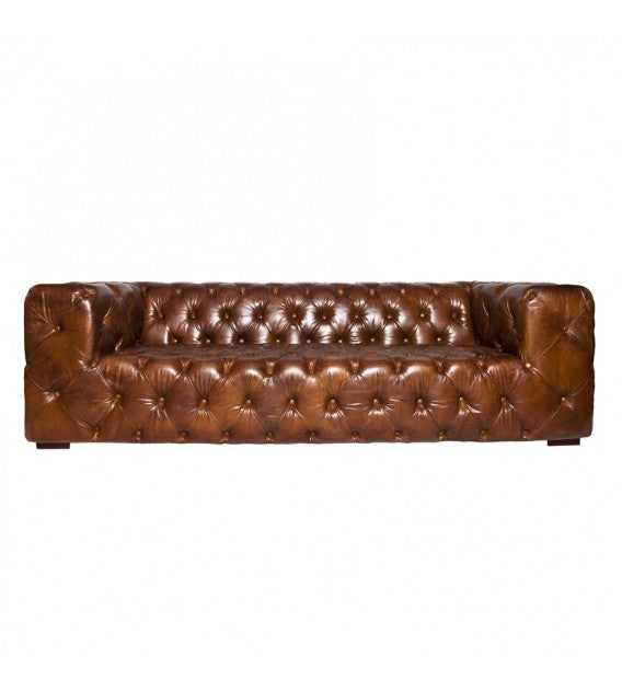 Regal Aviator Aluminium And Brown Chesterfield Lounge - 3 Seat