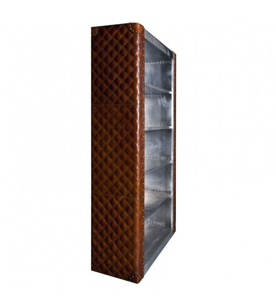 Piper Aztec Aluminium And Brown Leather Bookshelf