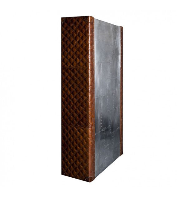 Piper Aztec Aluminium And Brown Leather Bookshelf