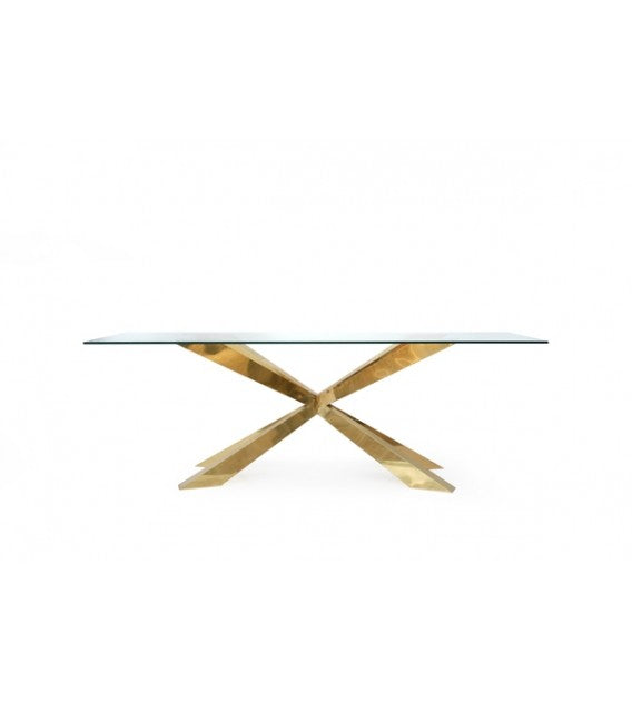 Spyder Glass Top And Brass Dining Table