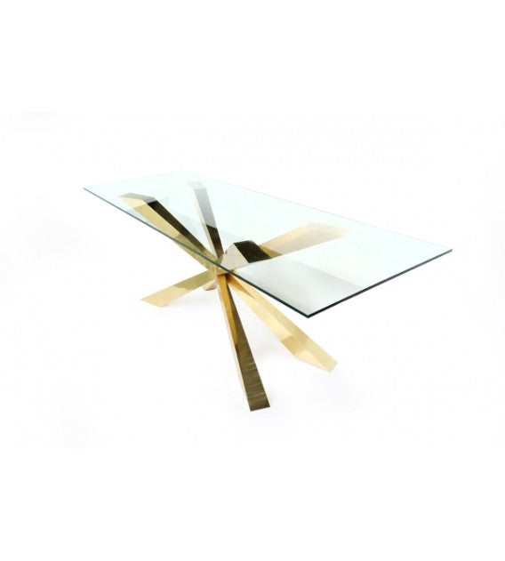 Spyder Glass Top And Brass Dining Table