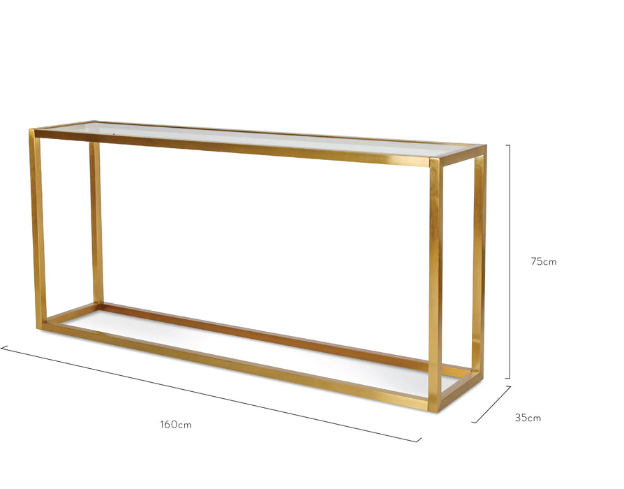 CDT1078-DW Glass Console Table - Tempered Glass - Steel Base