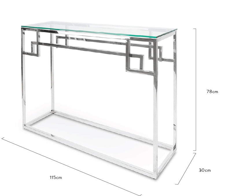 CDT2012-BS 1.15m Console Glass Table - Stainless Steel Base