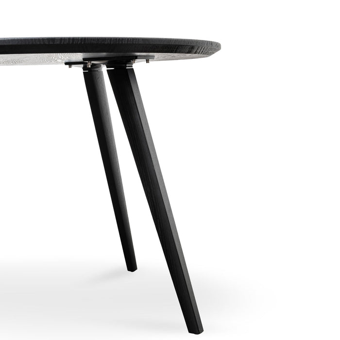 CDT2305-SD 100cm Round Dining Table - Black Veneer Top - Black Legs