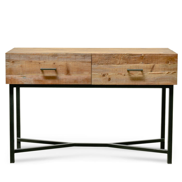 Calibre Furniture Royce 1.2m Reclaimed Pine Console Table - Black Base