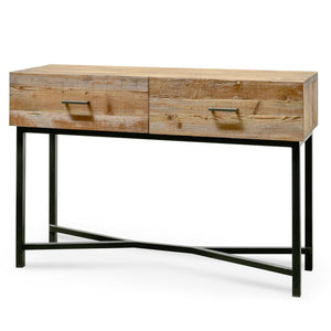 Modern Concepts Royce 1.2m Reclaimed Pine Console Table - Black Base