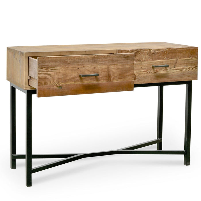 Calibre Furniture Royce 1.2m Reclaimed Pine Console Table - Black Base