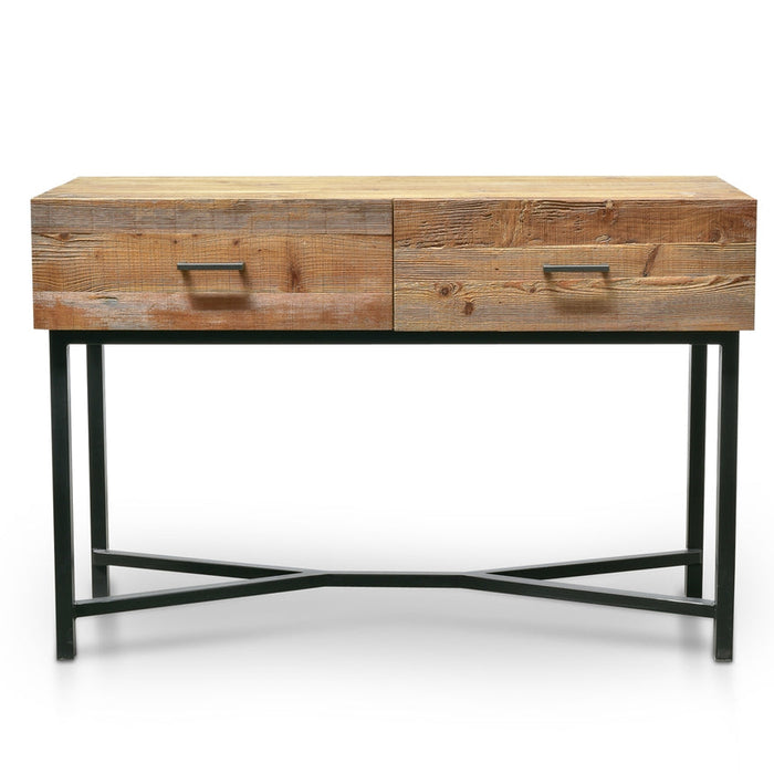 Calibre Furniture Royce 1.2m Reclaimed Pine Console Table - Black Base