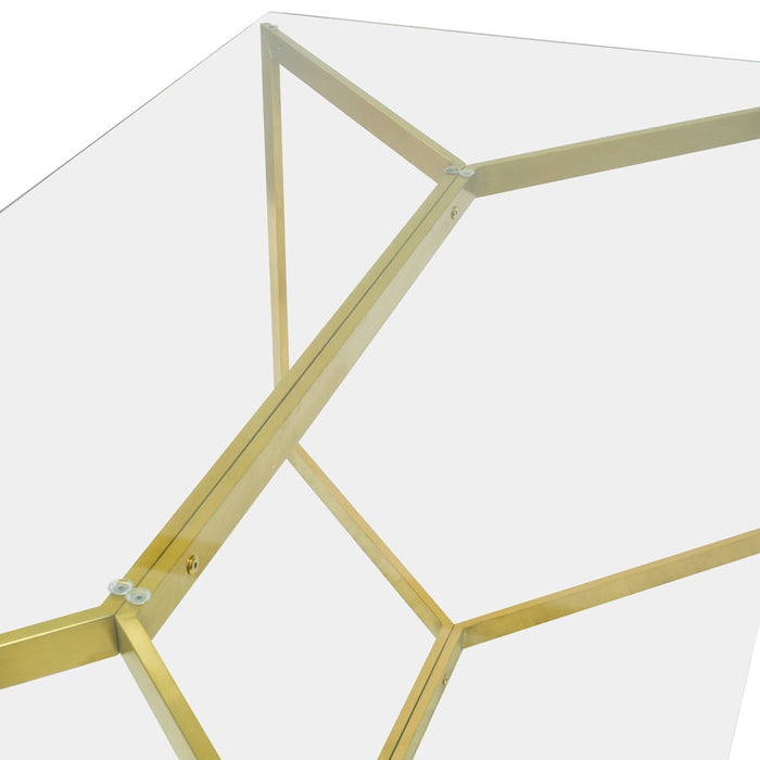 CDT2360-KS 1.9m Glass Dining Table - Gold Base