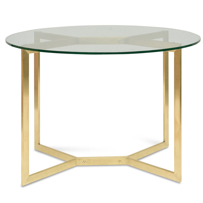 CDT2361-KS 1.2m Round Glass Dining Table - Gold Base