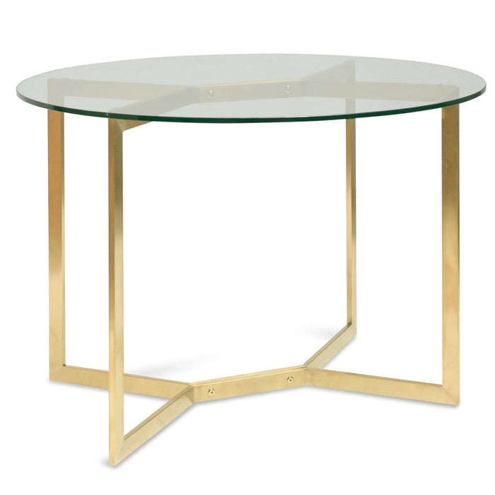 CDT2361-KS 1.2m Round Glass Dining Table - Gold Base