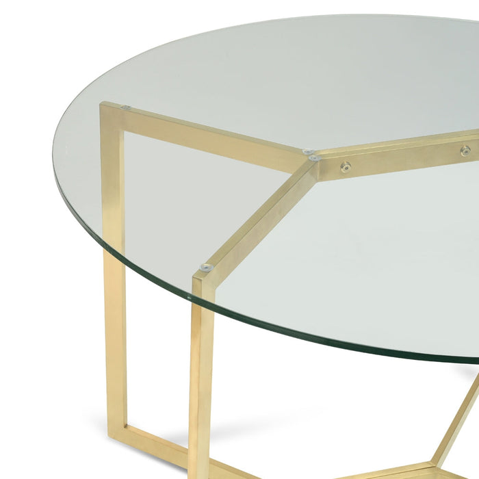 CDT2361-KS 1.2m Round Glass Dining Table - Gold Base