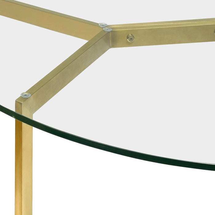 CDT2361-KS 1.2m Round Glass Dining Table - Gold Base