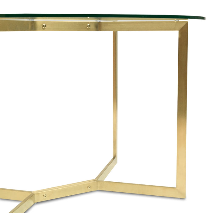 CDT2361-KS 1.2m Round Glass Dining Table - Gold Base