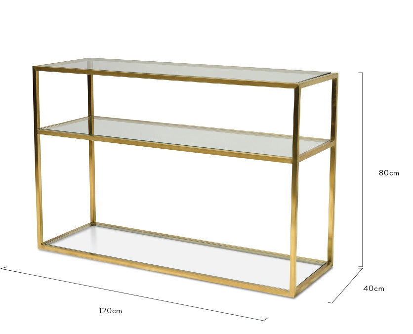 CDT2363-KS 1.2m Glass Console Table - Gold Base